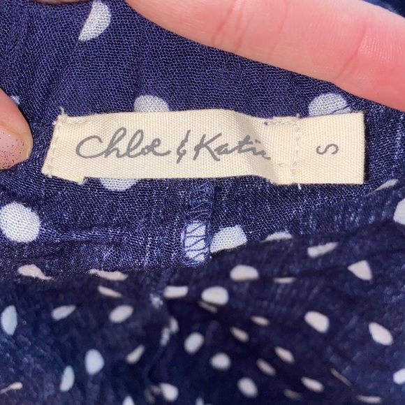 Chloe & Katie White Polka Dotted Layered Long Sleeve off the shoulder - Picture 4 of 4